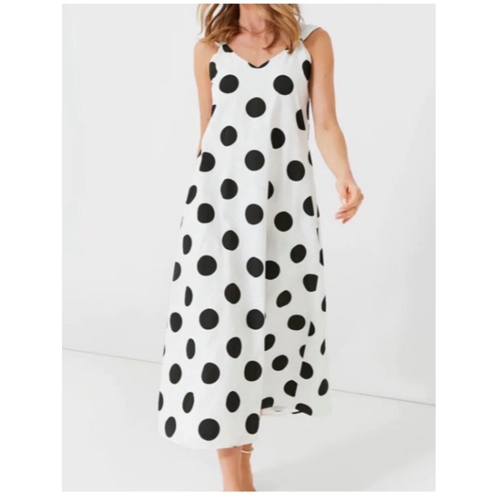 Pomander Place White Polka Dot Conrad Dress Size Small